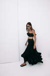 Black Silk Maxi Skirt With Ruffles - SS25