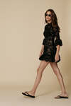 Black Mini Lace Dress With Three-Guarter Flared Sleeves - SS25