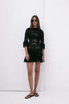 Black Mini Lace Dress With Three-Guarter Flared Sleeves - SS25