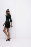 Black Mini Lace Dress With Three-Guarter Flared Sleeves - SS25