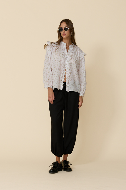 Light Rose Printed Floral Shirt Blouse