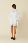 White Linen Mini Dress With Lace Inserts - FW25