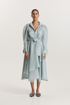 Aqua Ruffled Linen Midi Dress - FW25