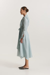 Aqua Ruffled Linen Midi Dress - FW25
