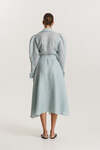 Aqua Ruffled Linen Midi Dress - FW25