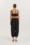 Black Viscose Pants With Lace Insert At The Waistband - FW25