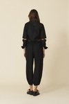 Black Cotton Cropped Shirt With Lace - FW25