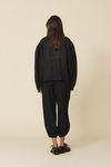 Loose-Fit Black Blouse With Voluminous Balloon Sleeves With Wide Cuffs - FW25