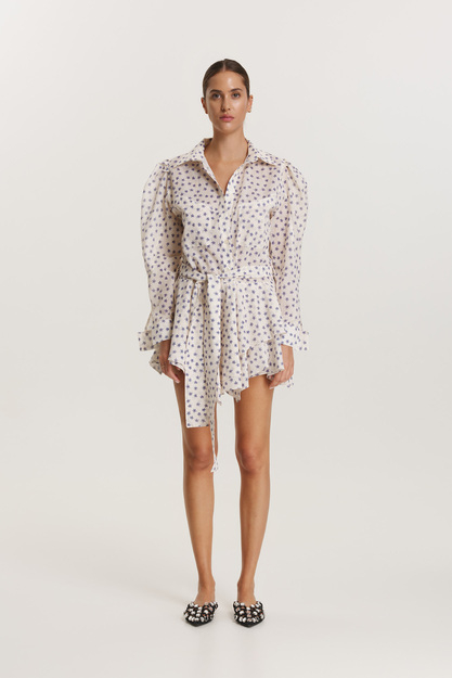 White Cotton Mini Dress With Front Detail