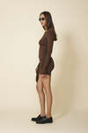 Brown Mini Dress With Ruffled Details