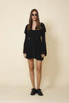 Black Mini Dress With A Relaxed Fit And Long Flared Sleeves - Pre-Spring26