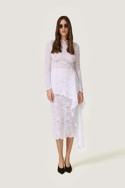 Lace Midi Dress With Overlay Detail - SS26