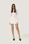 White Dress WIth Long Sleeves And Adjustable Waist Tie - SS26