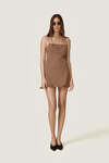 Brown Dress featuring a discreet wire inserted into the hem - SS26