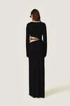 Black Maxi Dress With a Front Cut-Out Detail And Adjustable Lace-Up Tie - SS26