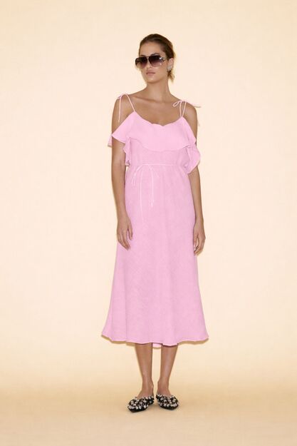 Backless Rose Cotton Midi Dress
