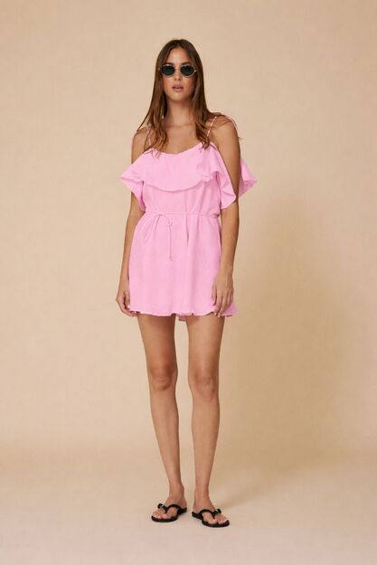 Backless Rose Cotton Mini Dress
