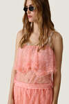 Coral Lace Top With Ruffled Details - SS26