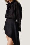 Black loose dress with an asymmetric cut and flowing side detail - SS26