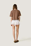 Brown cropped T-shirt with a patch pocket and side slits - SS26