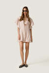 Beige dress with a fluid silhouette and wide sleeves - SS26