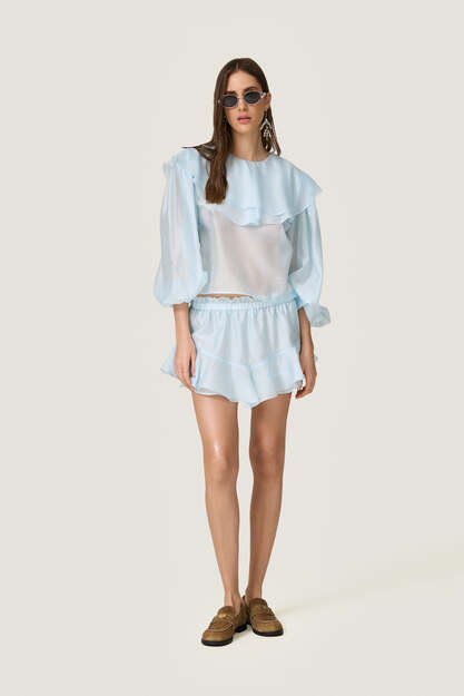 Flowy baby blue chiffon shorts - SS26