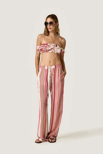 Wide-Leg Striped Trousers - PNK Casual