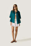 Linen Green Oversized Shirt with Fluid Silhouette