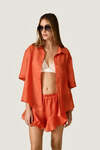 Coral Oversized Shirt with Fluid Silhouette