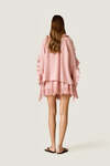 Romantic Rose Linen Ruffle Blouse
