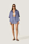 Dusty Blue Wrap Mini Skirt with Side Tie Closure