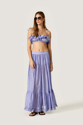 Mauve Flowy Ruffle Maxi Skirt - PNK Casual
