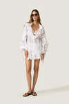 Romantic White Linen Ruffle Blouse