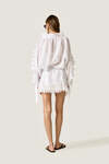 Romantic White Linen Ruffle Blouse