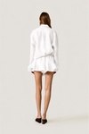 White Linen Shorts With Ruffles