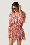 Floral Silk Blend Ruffle Blouse