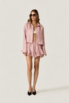 Rose Linen Shorts With Ruffles