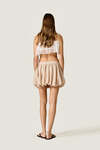 Linen Crop Top with Lace Ruffle