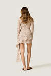 Beige Lace Mini Dress With Overlay Detail
