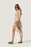 Beige Lace Mini Dress With Overlay Detail