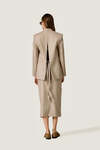 Beige Striped Open-Back Blazer