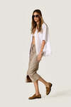 Beige Striped Midi Skirt