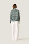 Green Check Shirt with Adjustable Drawstring