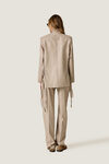 Beige Straight-Leg Fine Check Trousers