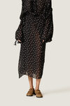 Black Printed Wrap Midi Skirt