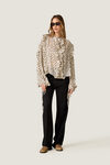 Beige Printed Ruffle Blouse