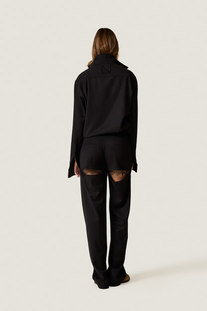 Black Trousers with Lace Cut-Outs