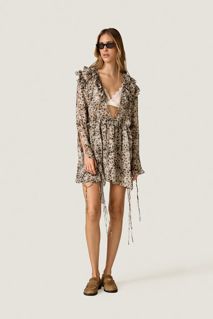 Leopard Print Mini Dress with Ruffles
