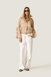 Beige Blouse with Ruffles and Waist Tie