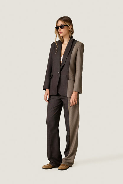 Dark and Light Brown Contrast Blazer